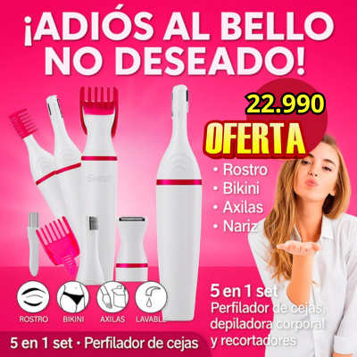 Depiladora Sweet PRO Portátil 5 en 1 - "Adiós al Vello no Deseado".