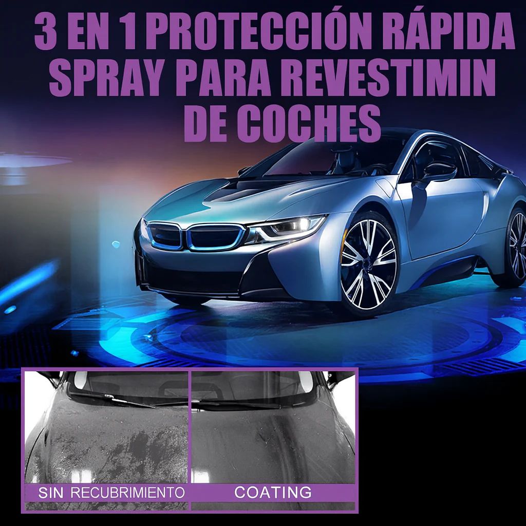 Spray Cerámico 3 en 1 – 🚗✨Auto limpio, Protegido y Brillante sin usar Agua💧