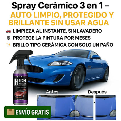 Spray Cerámico 3 en 1 – 🚗✨Auto limpio, Protegido y Brillante sin usar Agua💧